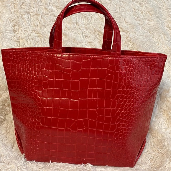Red vinyl small tote by Borghese - Picture 1 of 5